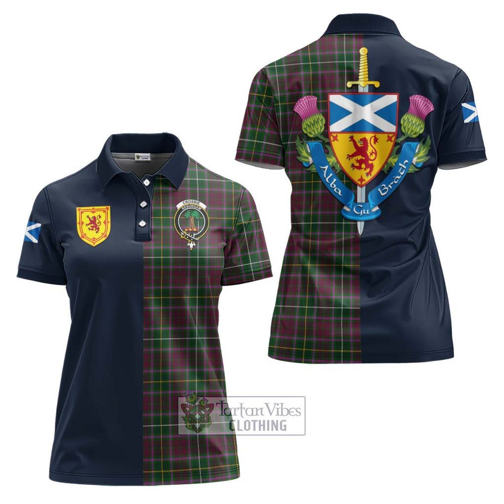 Crosbie Tartan Women's Polo Shirt Alba with Scottish Lion Royal Arm Half Style Women - Tartan Vibes Clothing