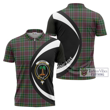 Tartan Vibes Clothing Crosbie Tartan Zipper Polo Shirt with Family Crest Circle Style