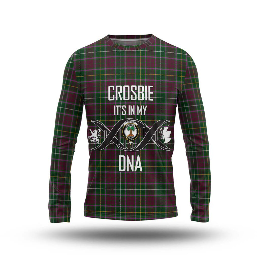 Crosbie Tartan Long Sleeve T-Shirt with Family Crest DNA In Me Style Unisex - Tartanvibesclothing Shop