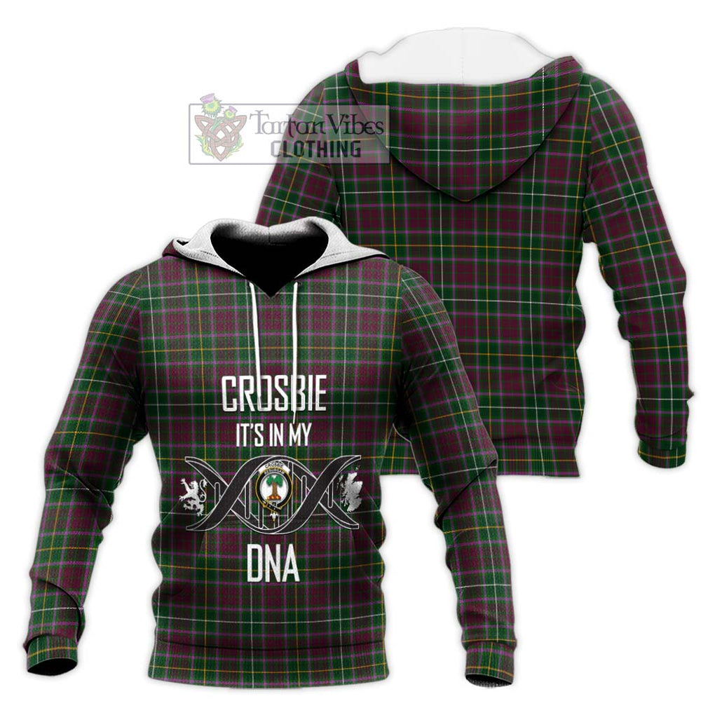Crosbie Tartan Knitted Hoodie with Family Crest DNA In Me Style Unisex Knitted Pullover Hoodie - Tartanvibesclothing Shop