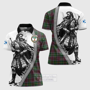 Tartan Vibes Clothing Crosbie Tartan Clan Crest Women's Polo Shirt with Highlander Warrior Celtic Style