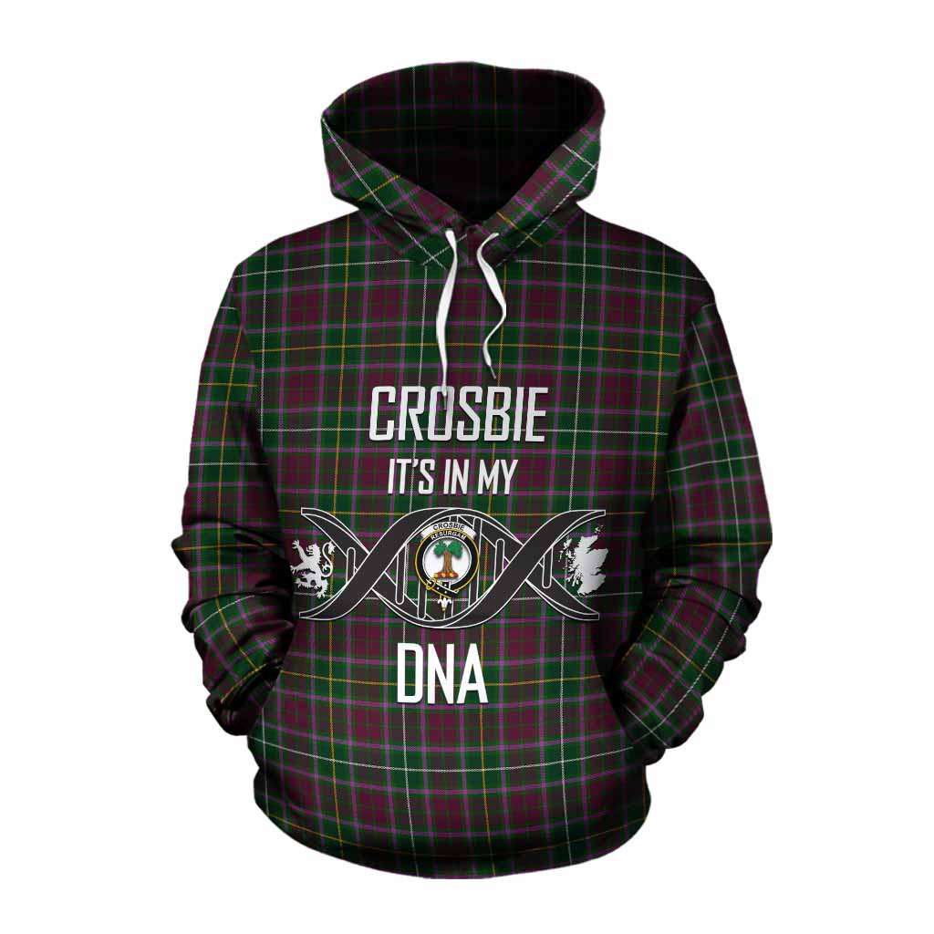 Tartan Vibes Clothing Crosbie Tartan Cotton Hoodie with Family Crest DNA In Me Style