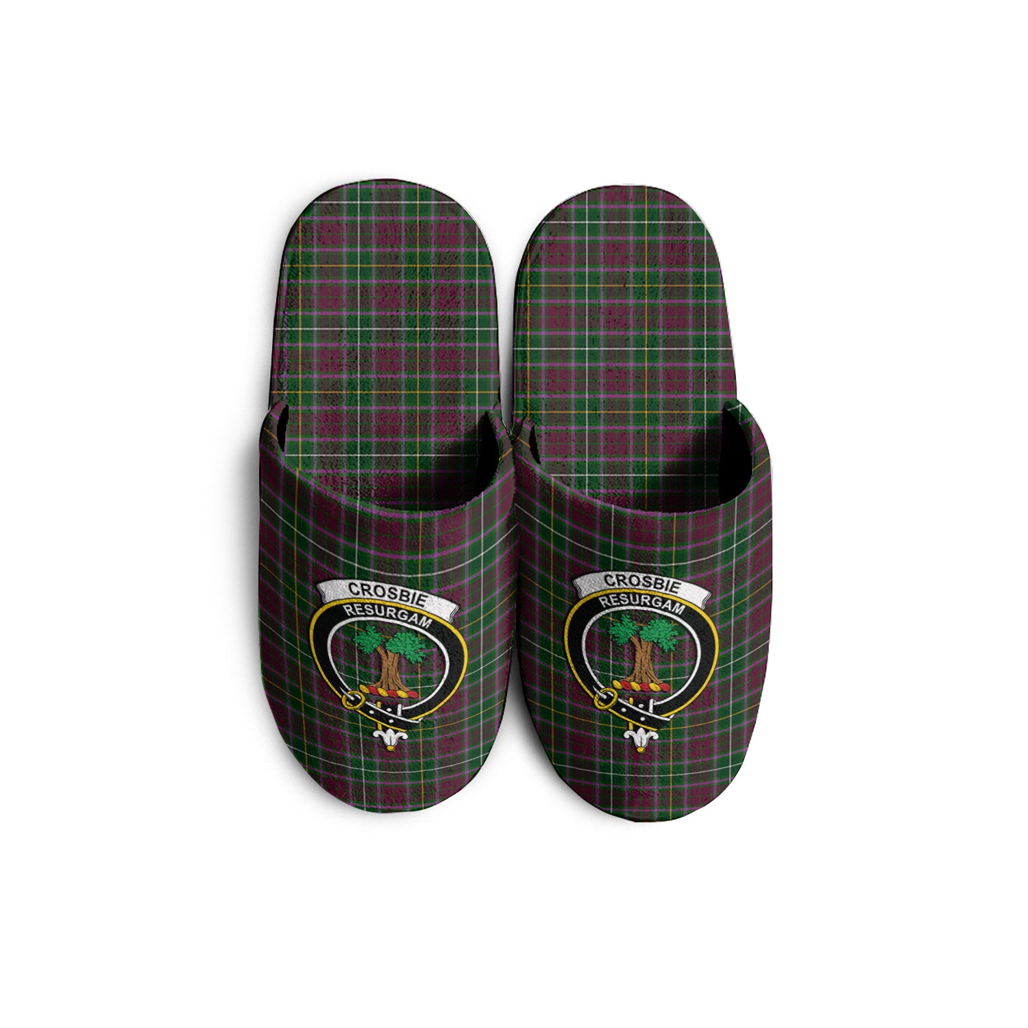 Crosbie Tartan Home Slippers with Family Crest - Tartanvibesclothing