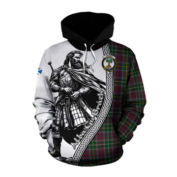 Tartan Vibes Clothing Crosbie Tartan Clan Crest Cotton Hoodie with Highlander Warrior Celtic Style