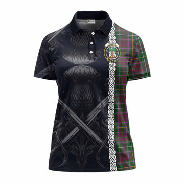 Tartan Vibes Clothing Crosbie Tartan Women's Polo Shirt with Family Crest Cross Sword Thistle Celtic Vibes