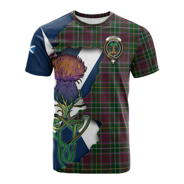Tartan Vibes Clothing Crosbie Tartan Family Crest Cotton T-shirt Scottish Thistle Celtic Inspired