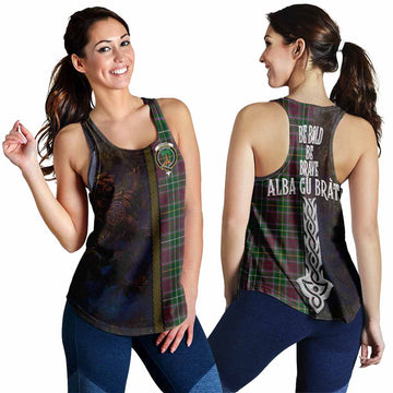 Tartan Vibes Clothing Crosbie Tartan Family Crest Women's Racerback Tanks Alba Gu Brath Be Brave Lion Ancient Style