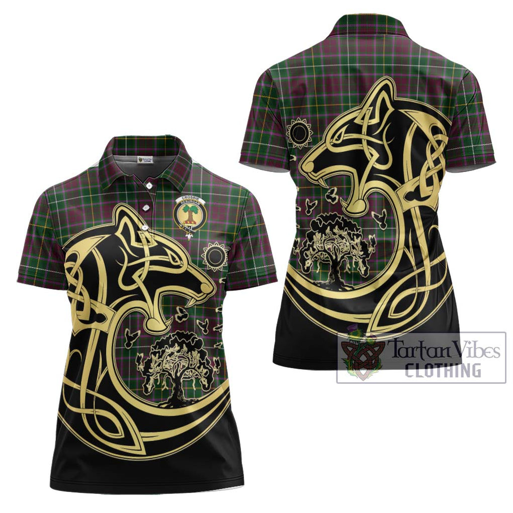 Crosbie Tartan Women's Polo Shirt with Family Crest Celtic Wolf Style Women - Tartanvibesclothing Shop