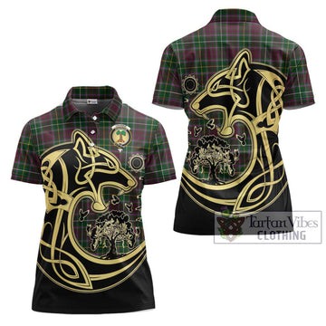 Crosbie Tartan Women's Polo Shirt with Family Crest Celtic Wolf Style Women - Tartanvibesclothing Shop