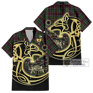 Crosbie Tartan Short Sleeve Button Shirt with Family Crest Celtic Wolf Style Kid - Tartan Vibes Clothing