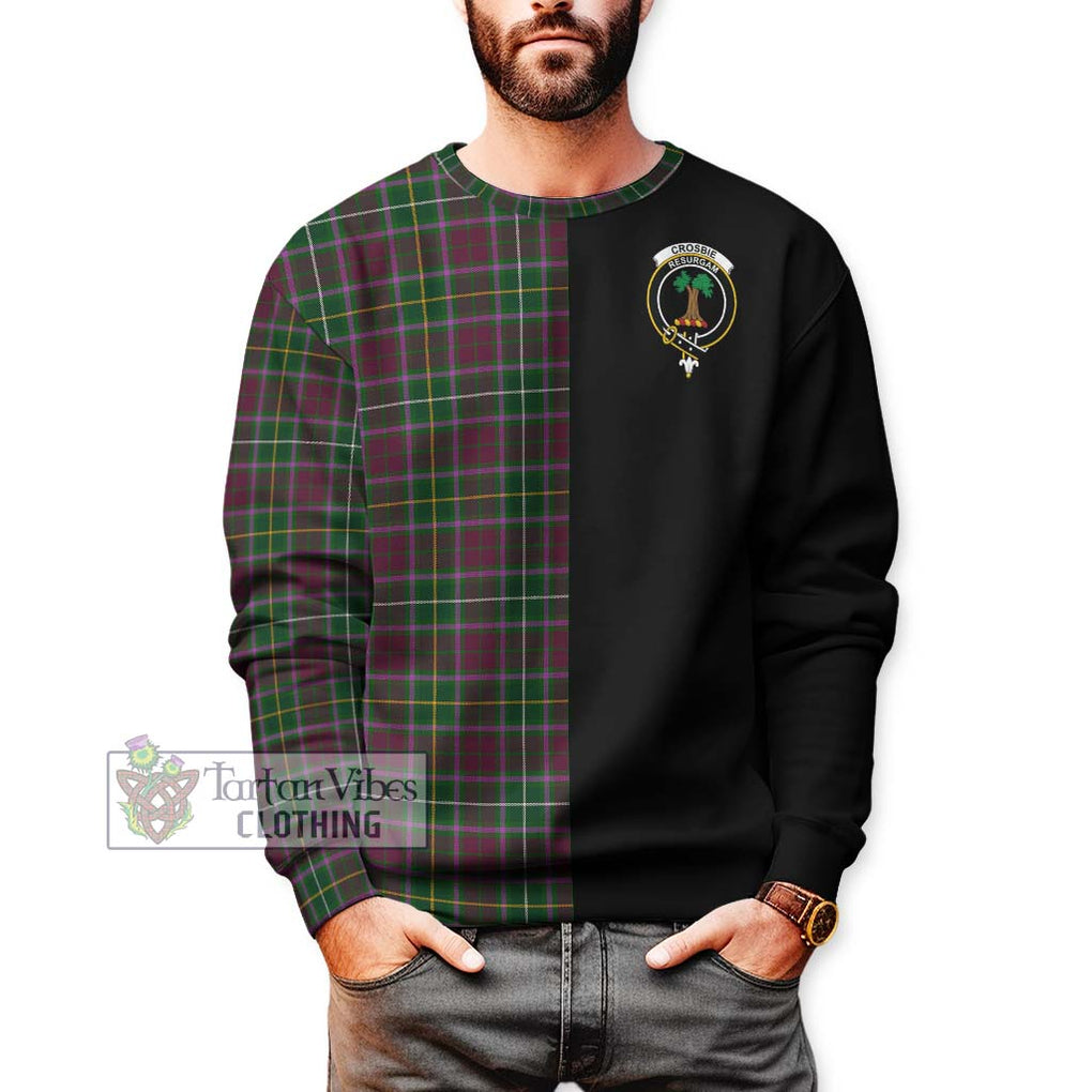 Crosbie Tartan Sweatshirt with Family Crest and Half Of Me Style Unisex - Tartanvibesclothing Shop
