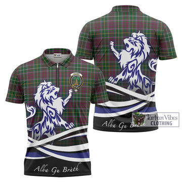 Crosbie Tartan Zipper Polo Shirt with Alba Gu Brath Regal Lion Emblem Unisex - Tartan Vibes Clothing