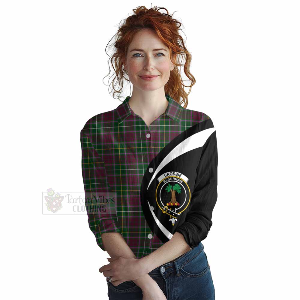 Tartan Vibes Clothing Crosbie Tartan Women's Casual Shirt with Family Crest Circle Style