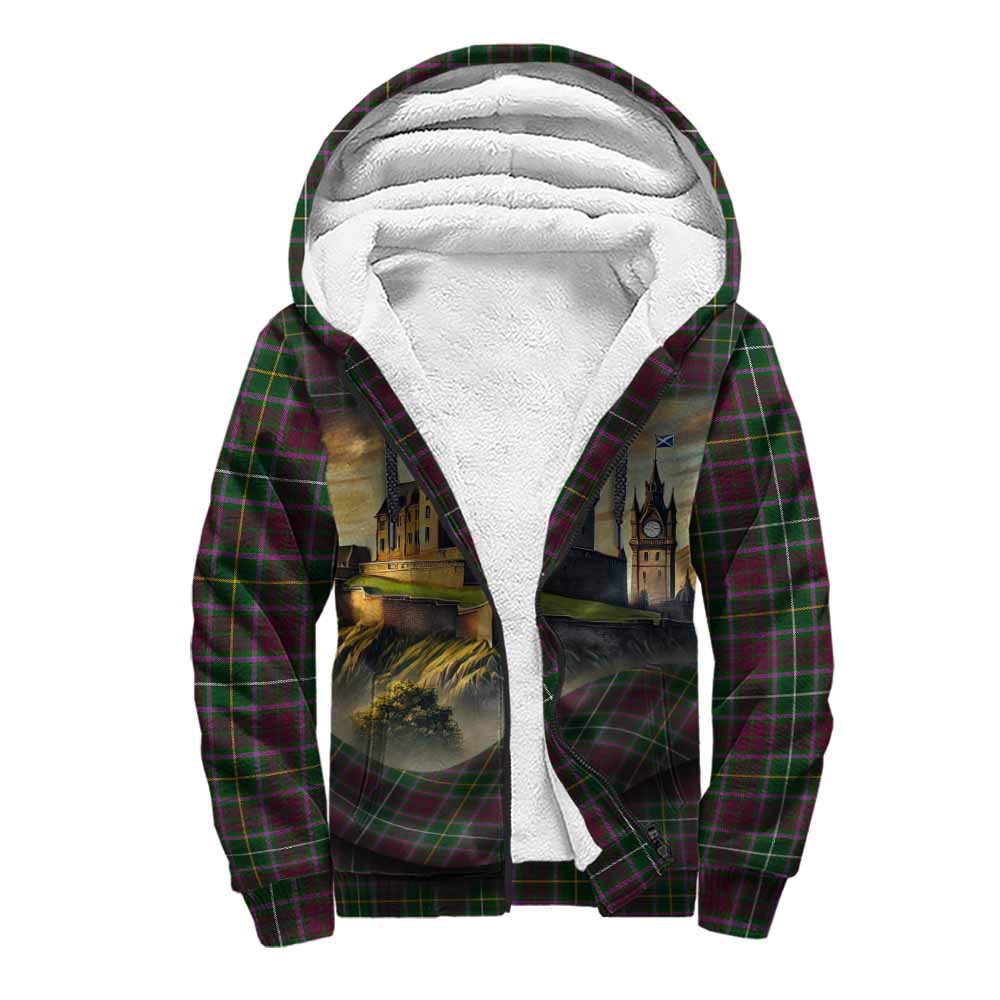 Tartan Vibes Clothing Crosbie Tartan Family Crest Sherpa Hoodie with Scottish Ancient Castle Style