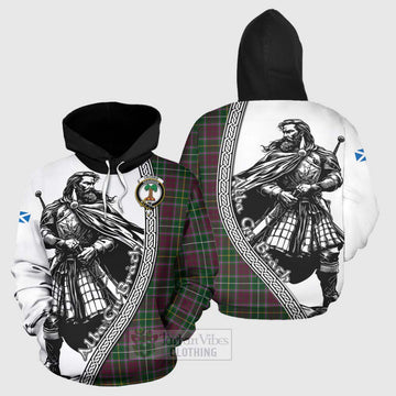 Tartan Vibes Clothing Crosbie Tartan Clan Crest Hoodie with Highlander Warrior Celtic Style