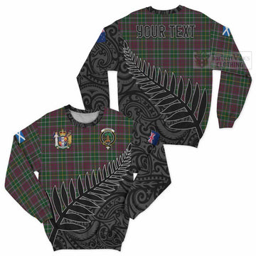 Crosbie Crest Tartan Sweatshirt with New Zealand Silver Fern Half Style Unisex - Tartan Vibes Clothing