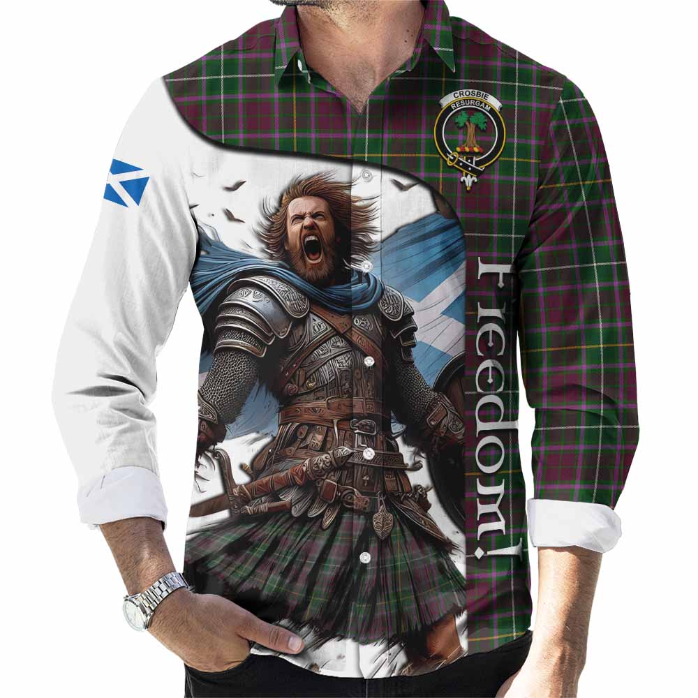 Crosbie Crest Tartan Long Sleeve Button Shirt Inspired by the Freedom of Scottish Warrior Men's Shirt S - Tartan Vibes Clothing
