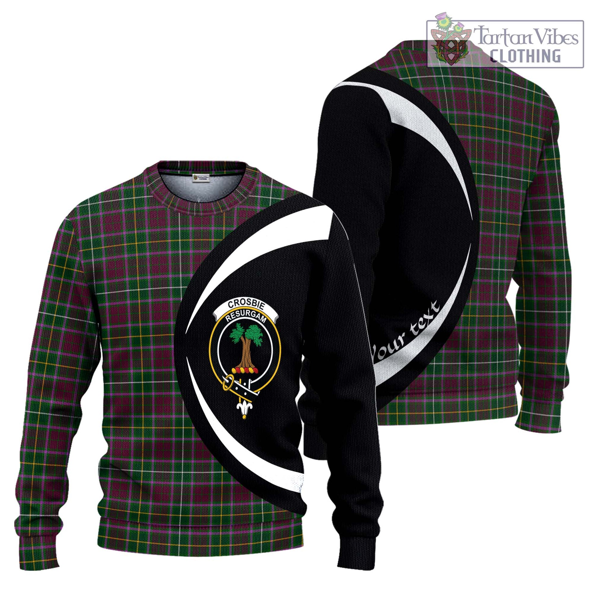 Crosbie Tartan Ugly Sweater with Family Crest Circle Style Unisex - Tartan Vibes Clothing