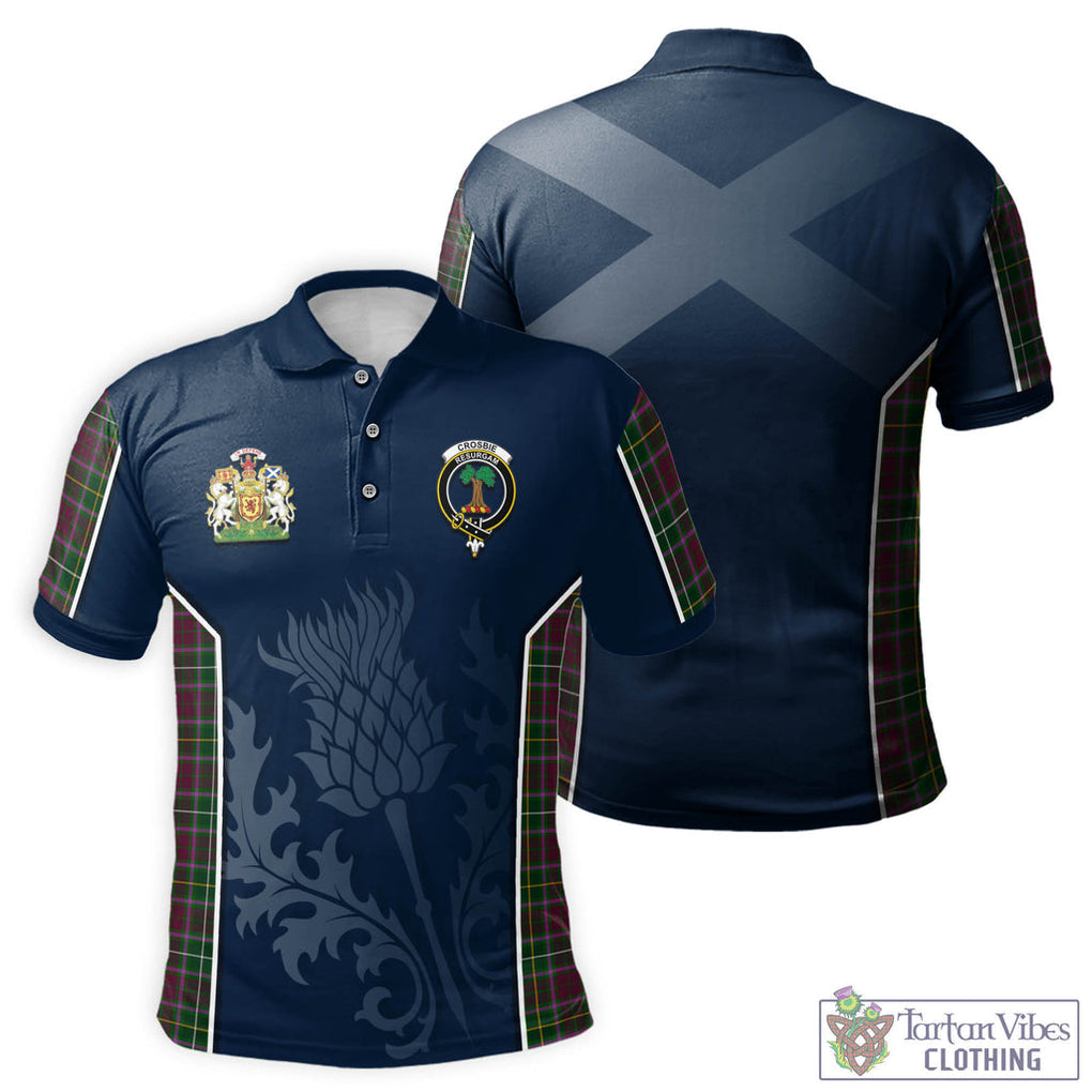 Tartan Vibes Clothing Crosbie Tartan Men's Polo Shirt with Family Crest and Scottish Thistle Vibes Sport Style
