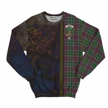 Tartan Vibes Clothing Crosbie Tartan Family Crest Sweatshirt Alba Gu Brath Be Brave Lion Ancient Style
