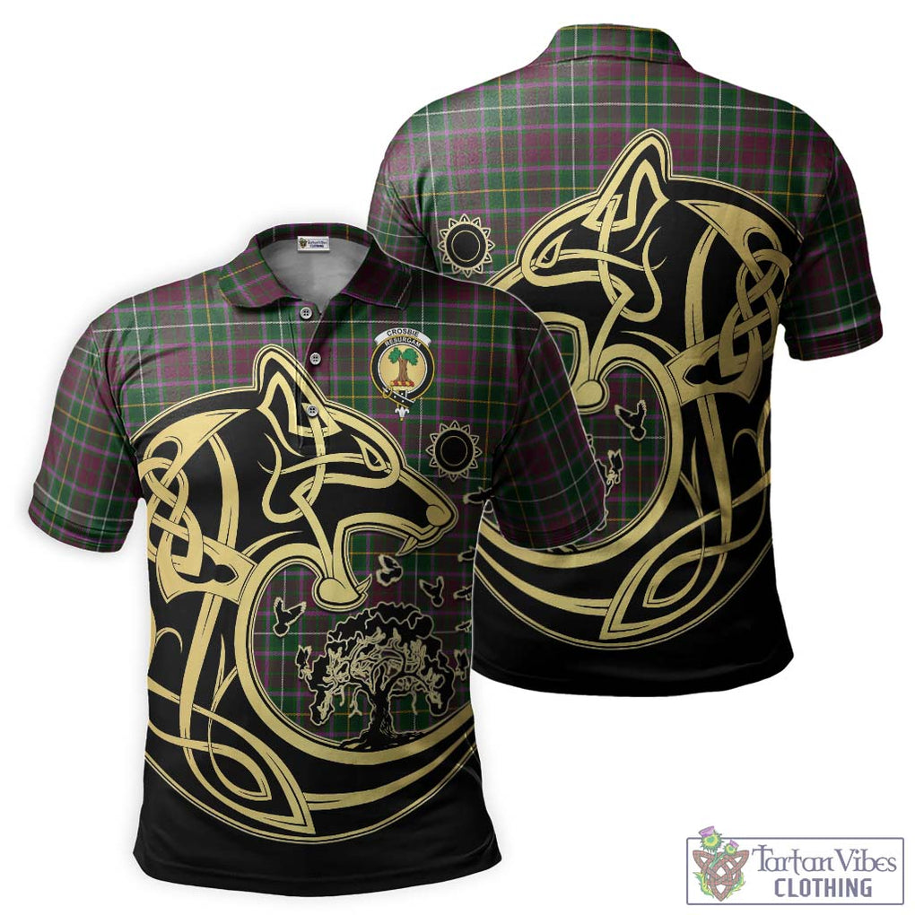 Crosbie Tartan Polo Shirt with Family Crest Celtic Wolf Style Kid - Tartanvibesclothing Shop