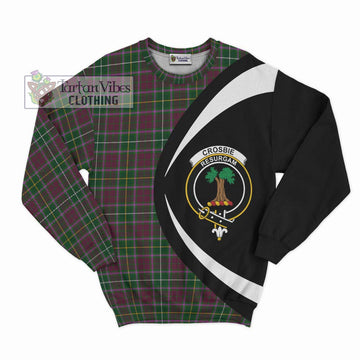 Crosbie Tartan Sweatshirt with Family Crest Circle Style Unisex - Tartan Vibes Clothing