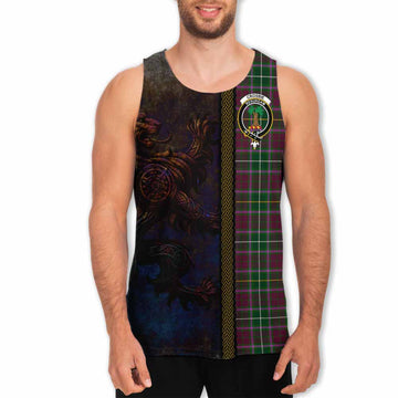 Tartan Vibes Clothing Crosbie Tartan Family Crest Men's Tank Top Alba Gu Brath Be Brave Lion Ancient Style
