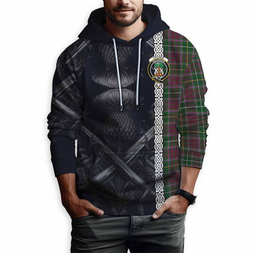 Tartan Vibes Clothing Crosbie Tartan Hoodie with Family Crest Cross Sword Thistle Celtic Vibes