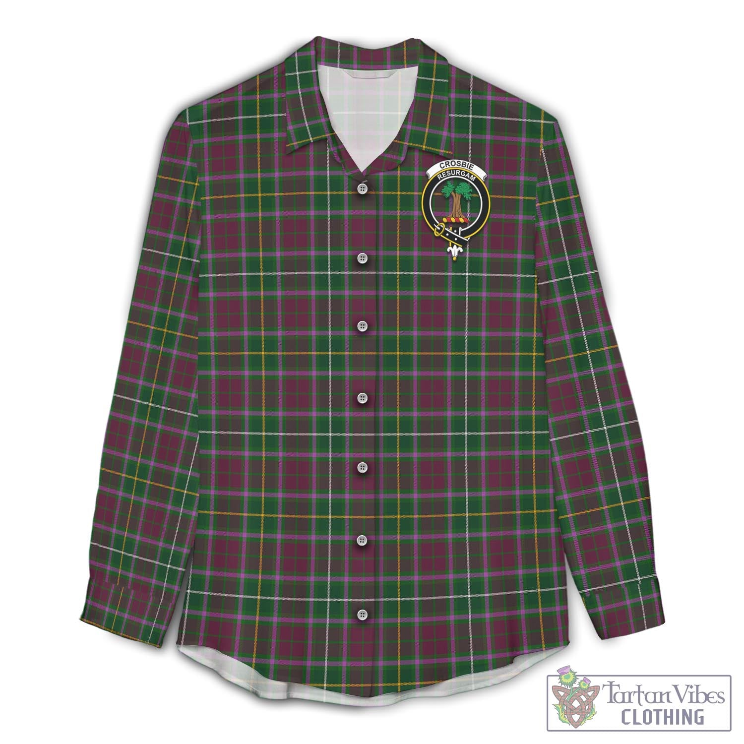 Crosbie Tartan Women's Casual Shirt with Family Crest Female - Tartan Vibes Clothing