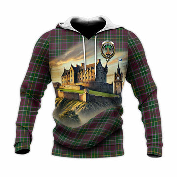 Tartan Vibes Clothing Crosbie Tartan Family Crest Knitted Hoodie with Scottish Ancient Castle Style