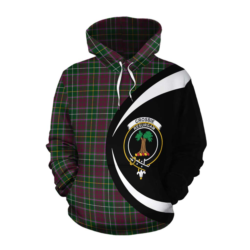 Tartan Vibes Clothing Crosbie Tartan Cotton Hoodie with Family Crest Circle Style