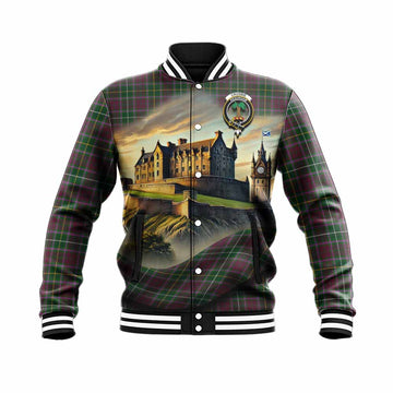 Tartan Vibes Clothing Crosbie Tartan Family Crest Baseball Jacket with Scottish Ancient Castle Style