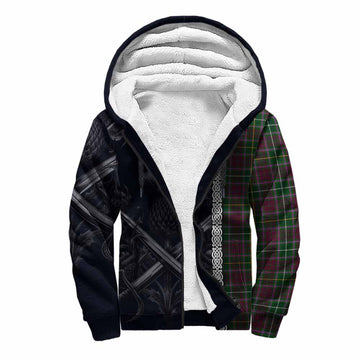 Tartan Vibes Clothing Crosbie Tartan Sherpa Hoodie with Family Crest Cross Sword Thistle Celtic Vibes