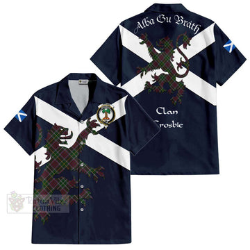 Tartan Vibes Clothing Crosbie Tartan Lion Rampant Short Sleeve Button Shirt – Proudly Display Your Heritage with Alba Gu Brath and Clan Name