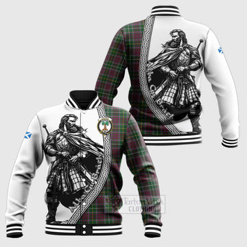 Tartan Vibes Clothing Crosbie Tartan Clan Crest Baseball Jacket with Highlander Warrior Celtic Style