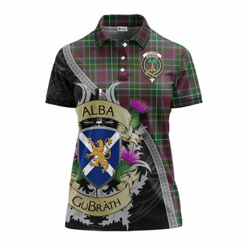 Tartan Vibes Clothing Crosbie Tartan Family Crest Women's Polo Shirt Lion Rampant Royal Thistle Shield Celtic Inspired