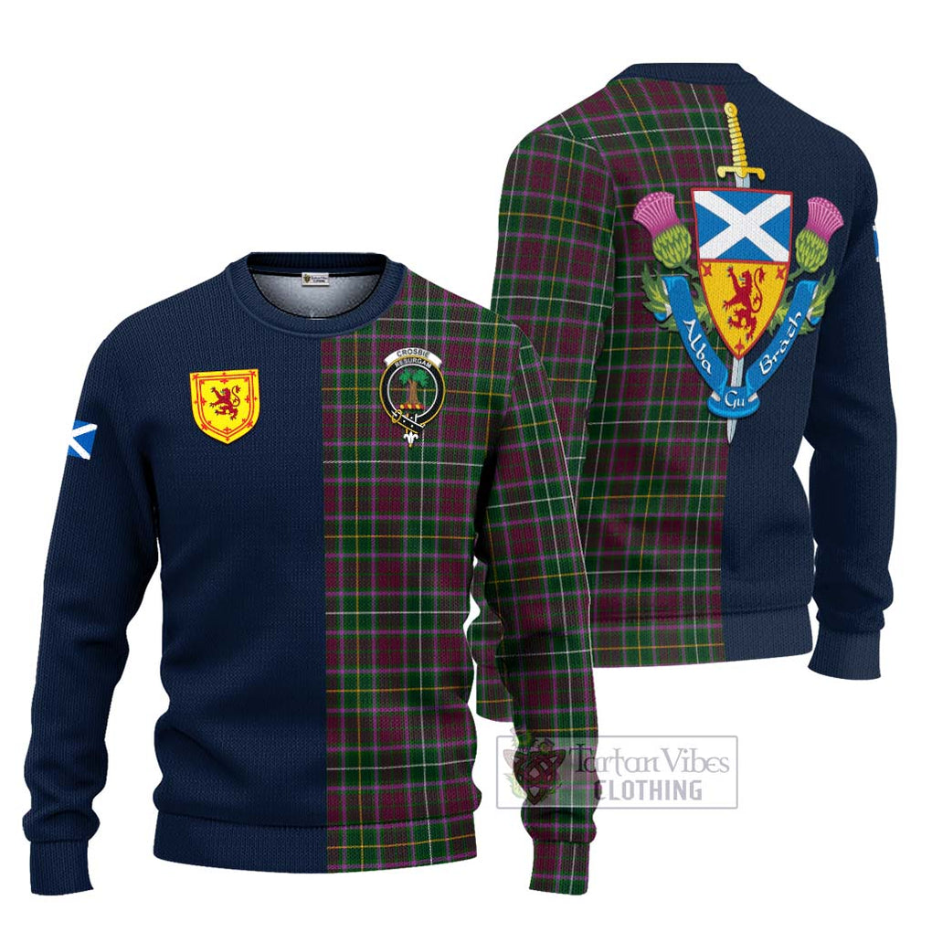 Crosbie Tartan Ugly Sweater Alba with Scottish Lion Royal Arm Half Style Unisex - Tartan Vibes Clothing