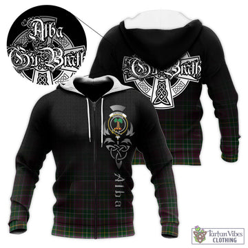 Crosbie Tartan Knitted Hoodie Featuring Alba Gu Brath Family Crest Celtic Inspired