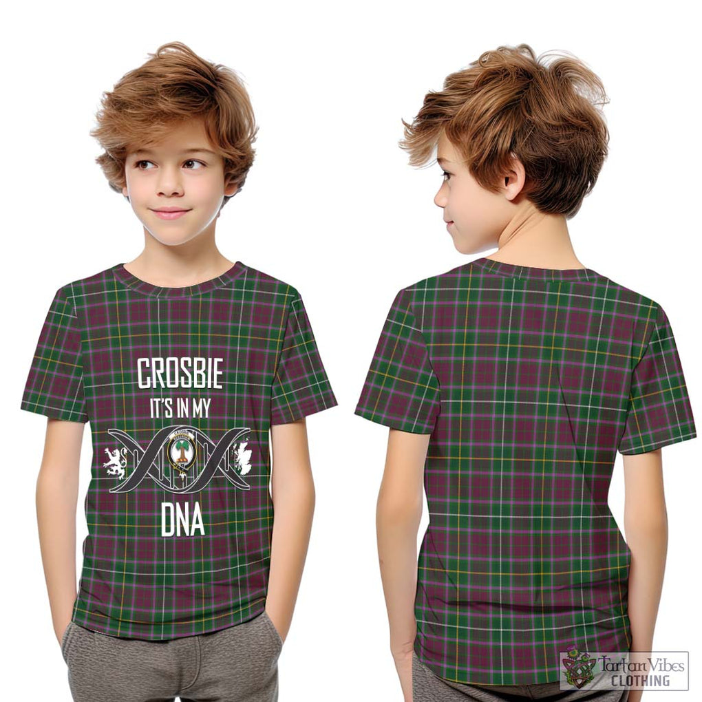 Crosbie Tartan Kid T-Shirt with Family Crest DNA In Me Style Youth XL Size14 - Tartanvibesclothing Shop