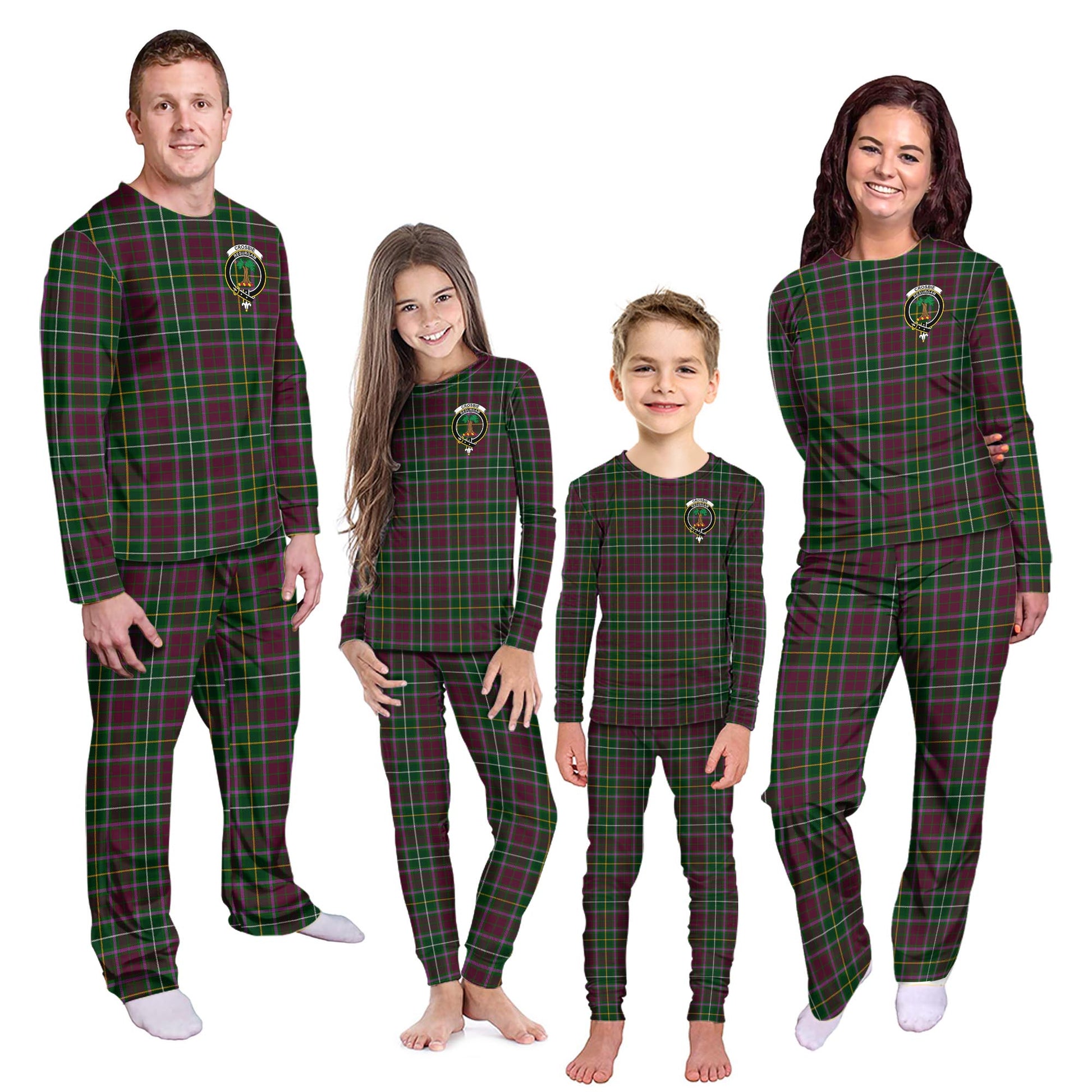 Crosbie Tartan Pajamas Family Set with Family Crest Kid - Tartan Vibes Clothing