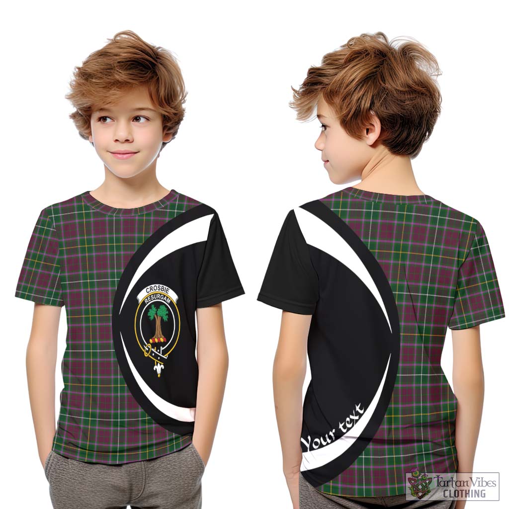 Crosbie Tartan Kid T-Shirt with Family Crest Circle Style Youth XL Size14 - Tartan Vibes Clothing