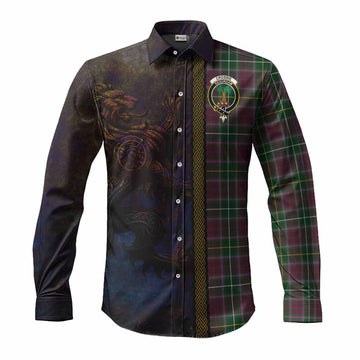 Tartan Vibes Clothing Crosbie Tartan Family Crest Long Sleeve Button Shirt Alba Gu Brath Be Brave Lion Ancient Style