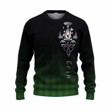 Tartan Vibes Clothing Crosbie Irish Clan Knitted Sweater with Coat of Arms Erin Go Bragh Celtic Inspired