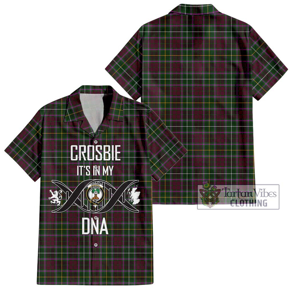 Crosbie Tartan Short Sleeve Button Shirt with Family Crest DNA In Me Style Kid - Tartanvibesclothing Shop