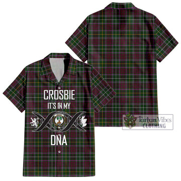 Crosbie Tartan Short Sleeve Button Shirt with Family Crest DNA In Me Style Kid - Tartanvibesclothing Shop