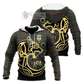 Crosbie Tartan Knitted Hoodie with Family Crest Celtic Wolf Style Unisex Knitted Pullover Hoodie - Tartan Vibes Clothing