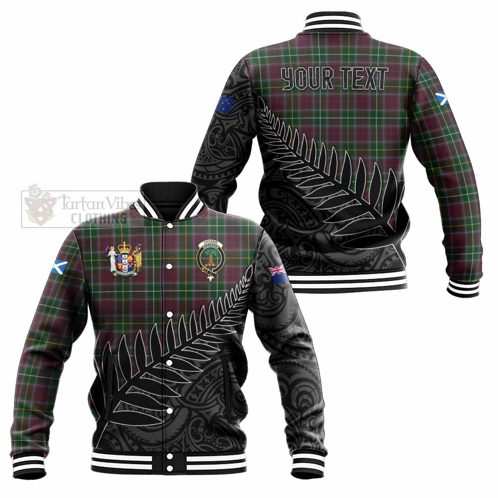 Crosbie Crest Tartan Baseball Jacket with New Zealand Silver Fern Half Style Unisex - Tartan Vibes Clothing
