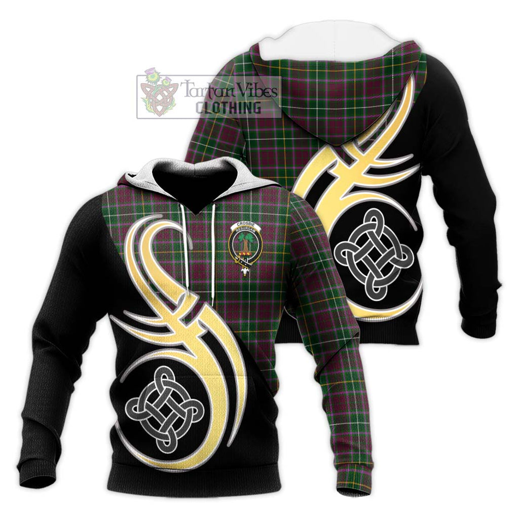Crosbie Tartan Knitted Hoodie with Family Crest and Celtic Symbol Style Unisex Knitted Pullover Hoodie - Tartan Vibes Clothing