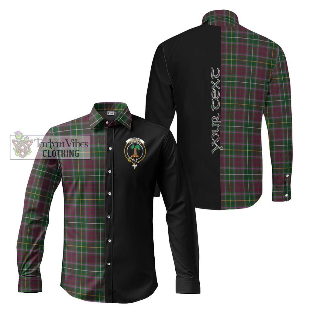 Crosbie Tartan Long Sleeve Button Shirt with Family Crest and Half Of Me Style Men's Shirt S - Tartanvibesclothing Shop