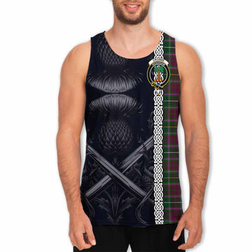 Tartan Vibes Clothing Crosbie Tartan Men's Tank Top with Family Crest Cross Sword Thistle Celtic Vibes
